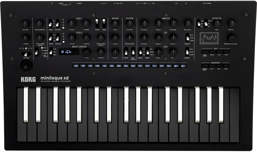 Korg minilogue xd analog synthesizer BW inverted