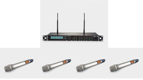 JTS R-4 4 channel wireless system with 4 JSS-4A condenser microphones
