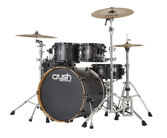 Crush Chameleon Ash 5 piece drum kit Trans Satin Black