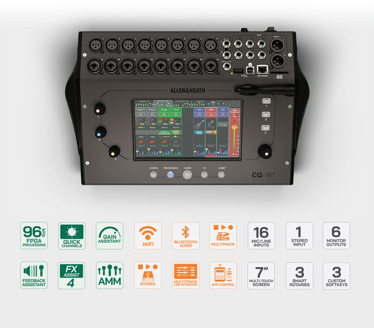 Allen & Heath CQ-18T Compact 18-Channel Digital Mixer with Touchscreen open box
