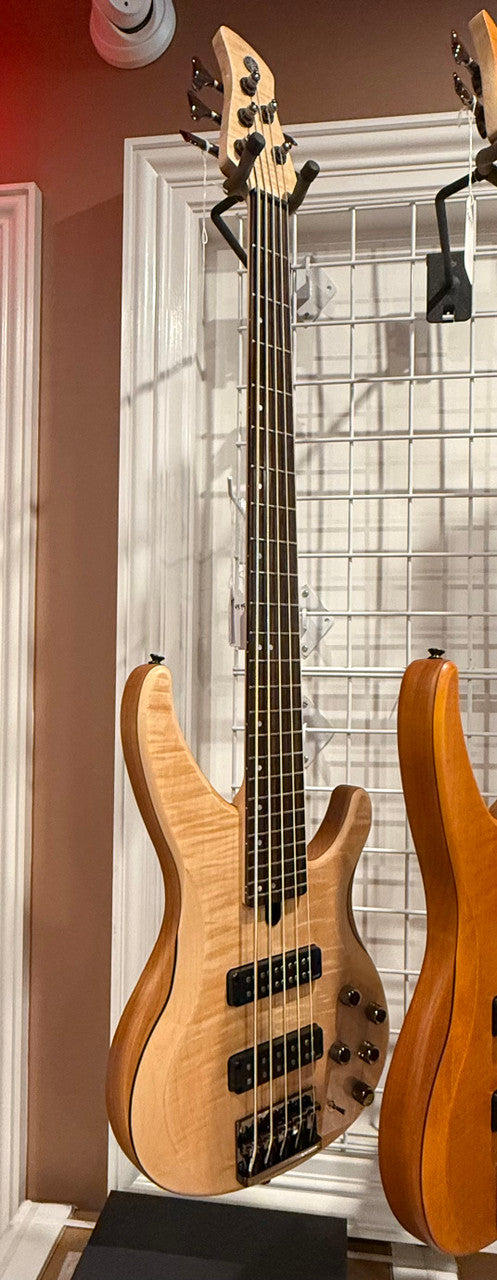 Yamaha TRBX605FM Natural Satin 5 string Electric Bass open box