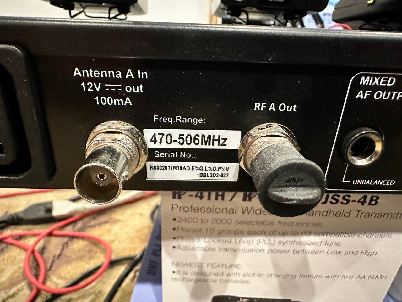 JTS R-4 4 channel Wireless System with 4 R-4TBM body packs