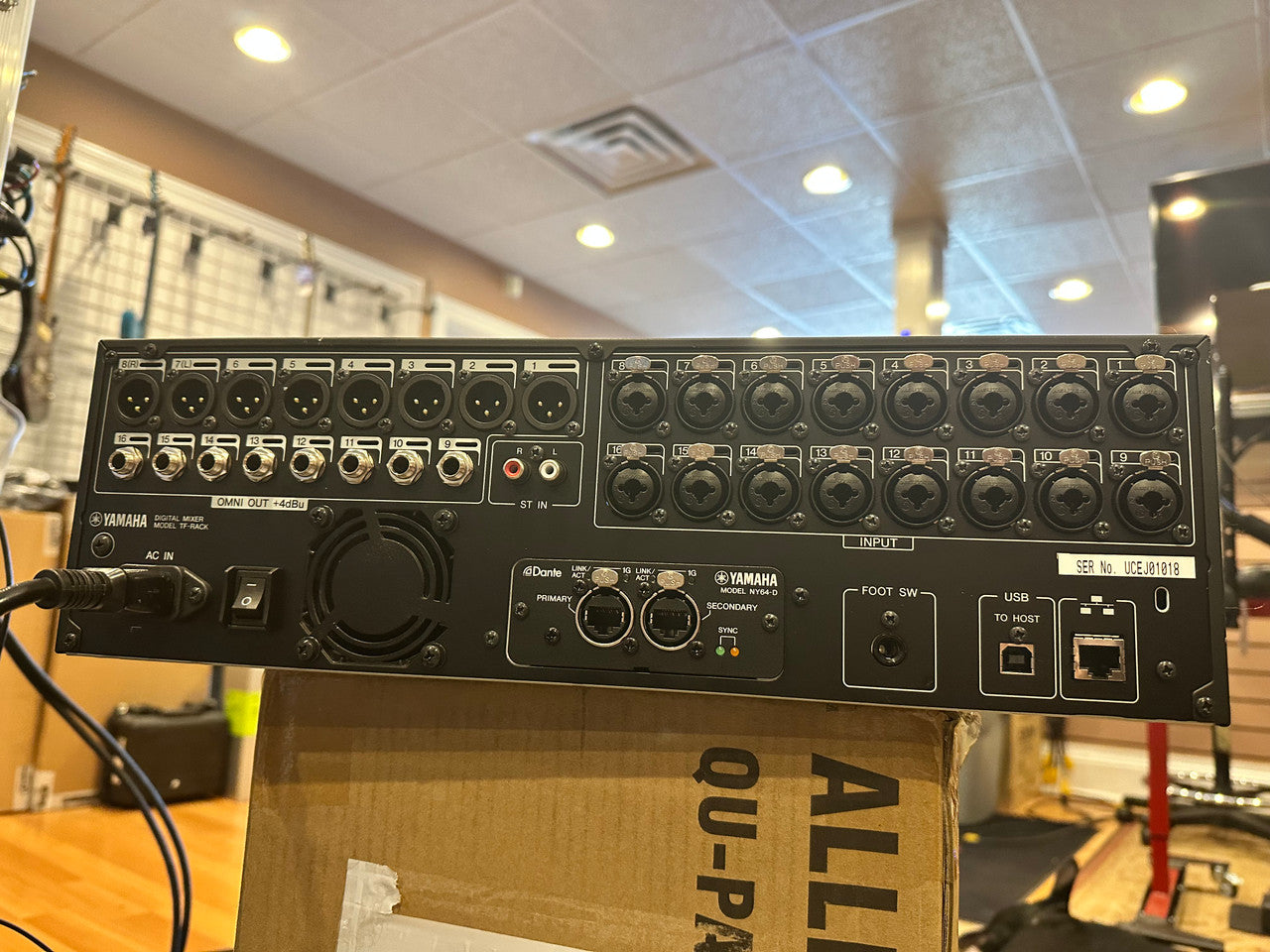 Yamaha TF-Rack mixer, Dante card NY64-D Store display
