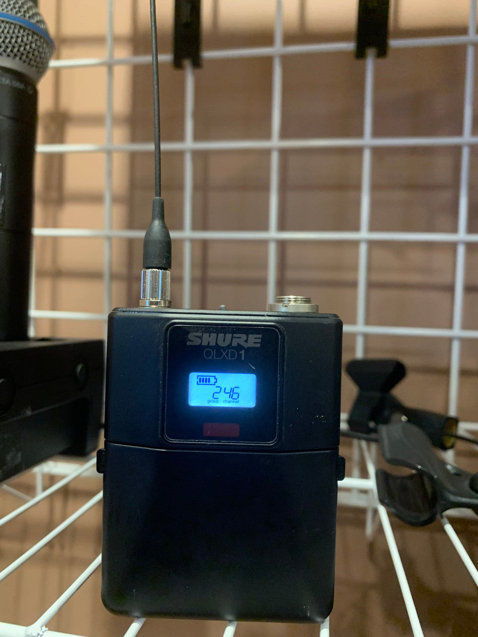 (1) Shure QLXD4-J50, (1) QLXD-2 Beta58 , (1) QLXD-1 Body Pack