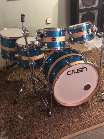 Crush Sublime Birch 5 piece 615 Blue sparkle with natural stripe drum set