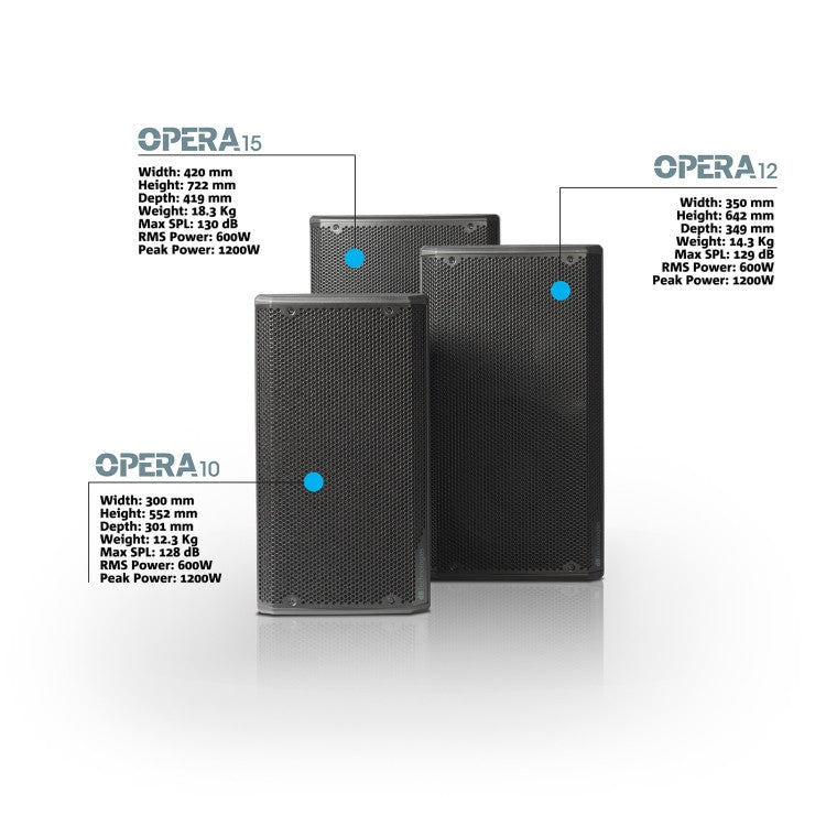 2 dB Technologies Opera 10" 2-way powered speakers with cover