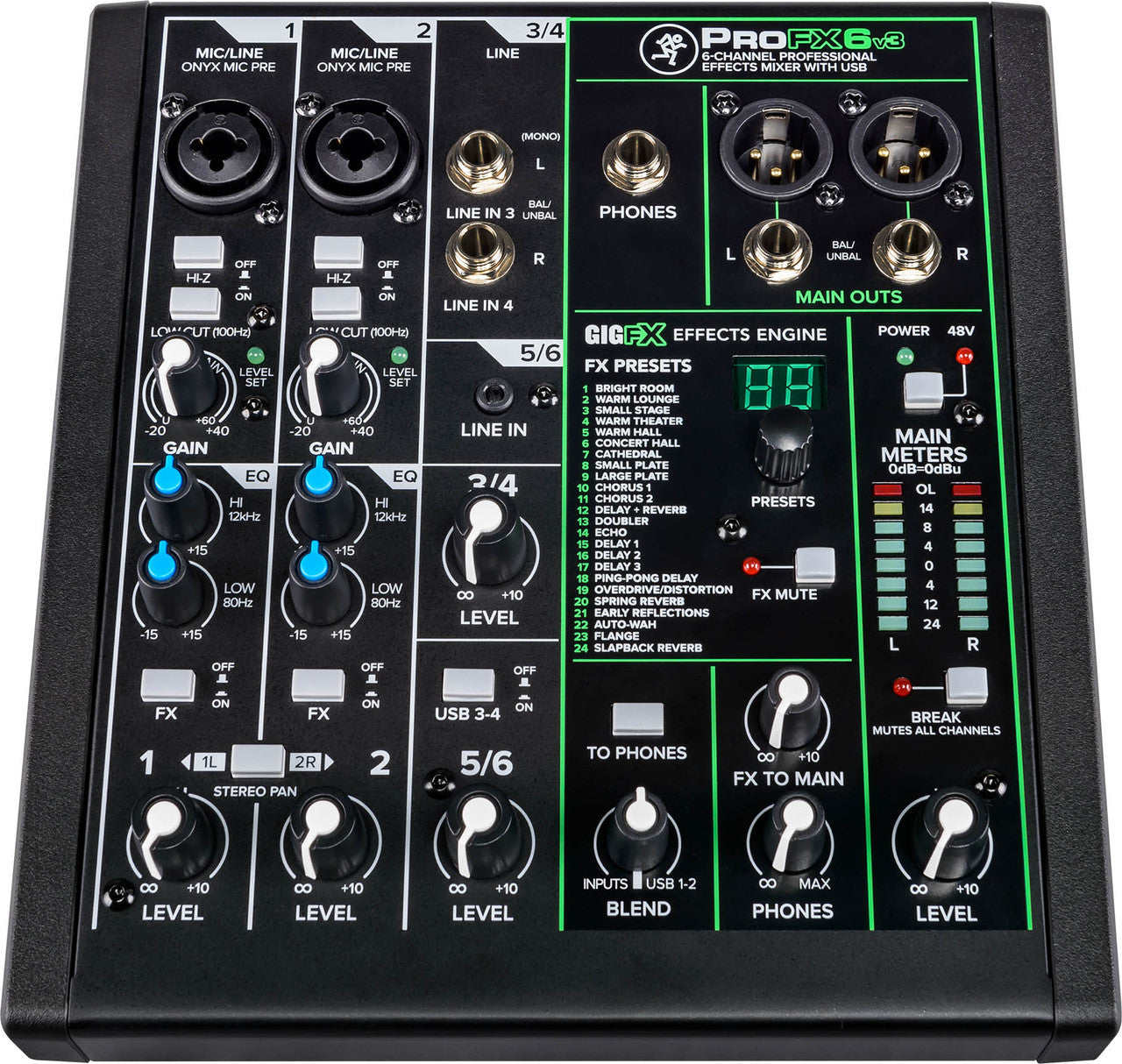 Mackie ProFX6v3 6-channel Mixer with USB and Effects