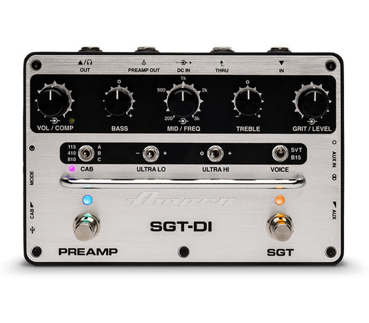 Ampeg SGT-DI Bass Preamp Pedal and DI open box