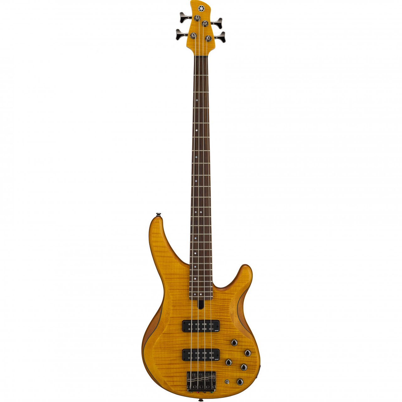 Yamaha TRBX604FM Matte Amber 4 string electric bass guitar display