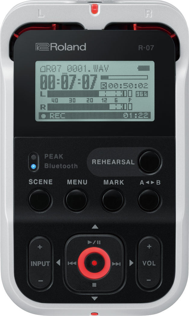 Roland R-07 High-Resolution Audio Recorder White Open Box display