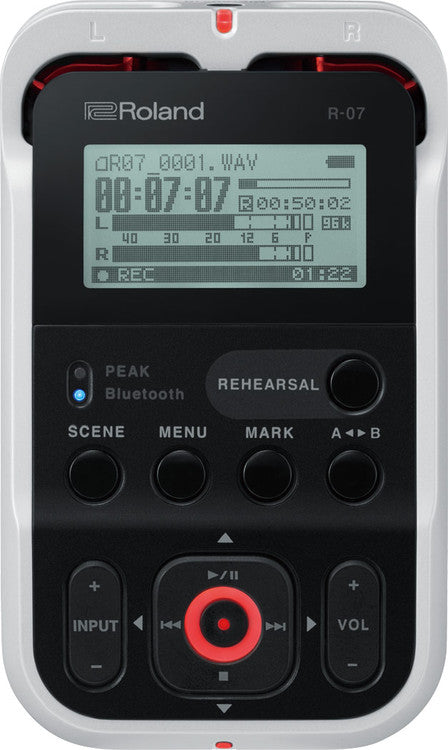 Roland R-07 High-Resolution Audio Recorder White Open Box display