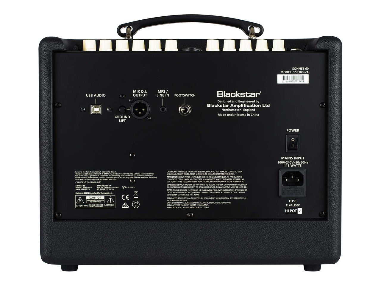 Blackstar Sonnet 60 60W 1 x 6.5" Acoustic Guitar Combo Amplifier Black