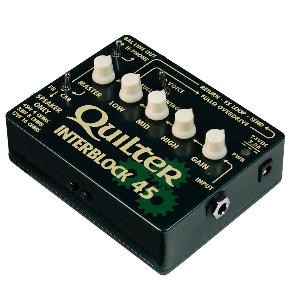 Quilter InterBlock 45 watt guitar amplifier pedal with cab sim out and xlr