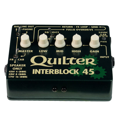 Quilter InterBlock 45 watt guitar amplifier pedal with cab sim out and xlr