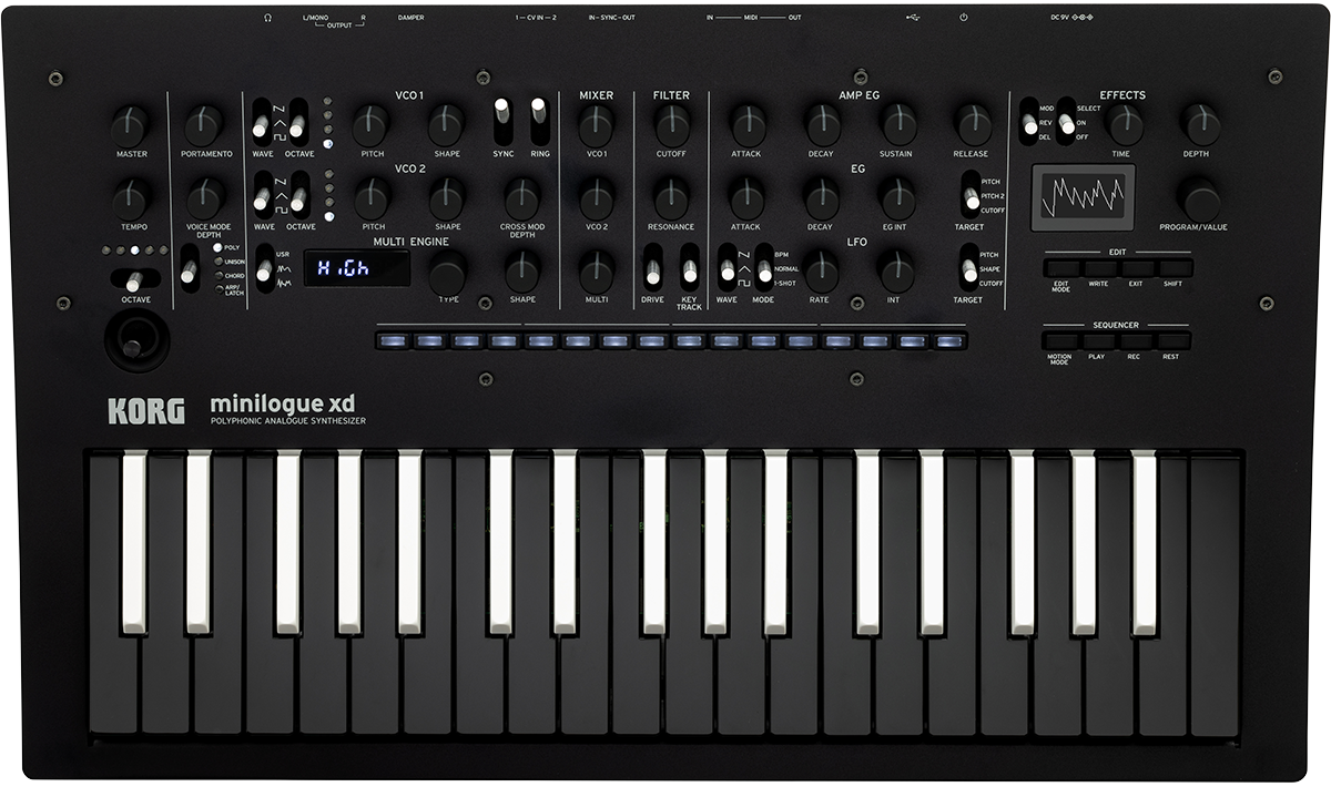 Korg minilogue xd analog synthesizer BW inverted open box