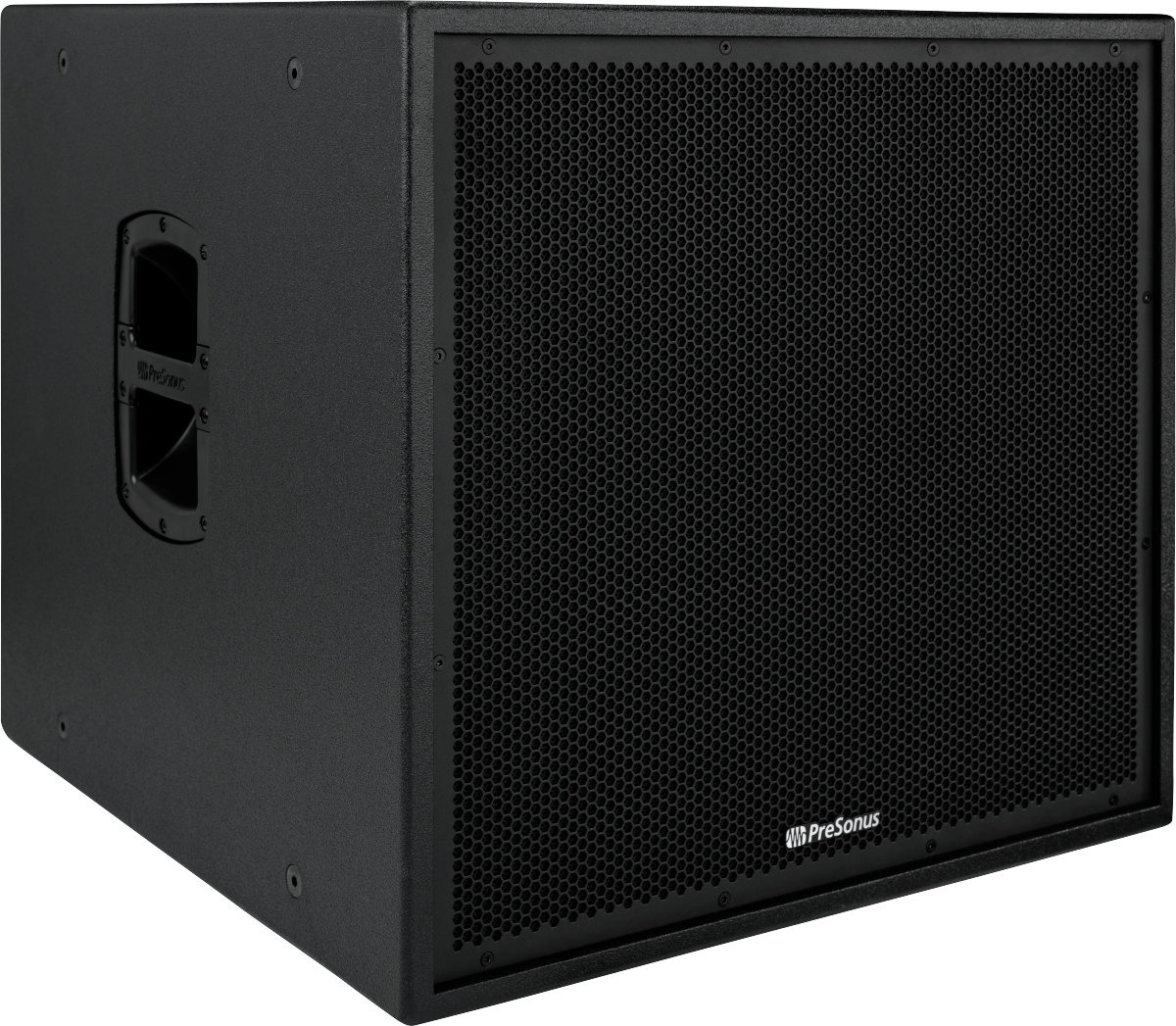 2 PreSonus® CDL SUB18 Active Subwoofers demo with casters and cover