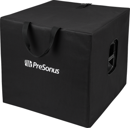 2 PreSonus® CDL SUB18 Active Subwoofers demo with casters and cover