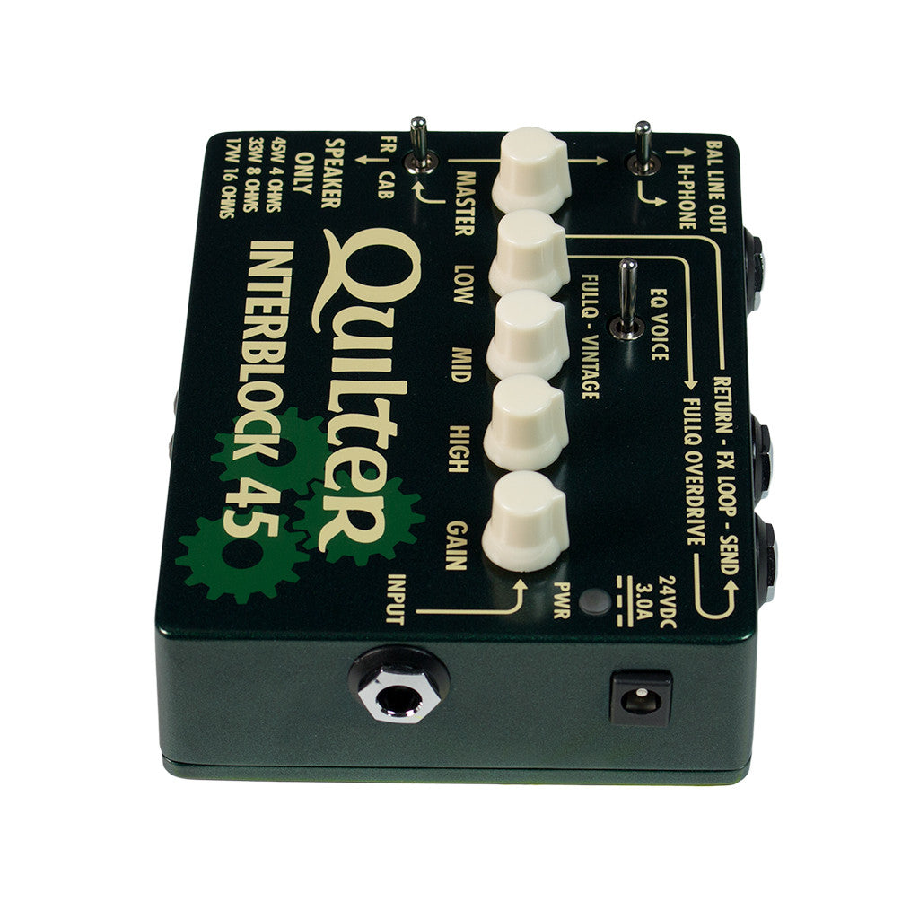 Quilter InterBlock 45 watt guitar amplifier pedal with cab sim out and xlr
