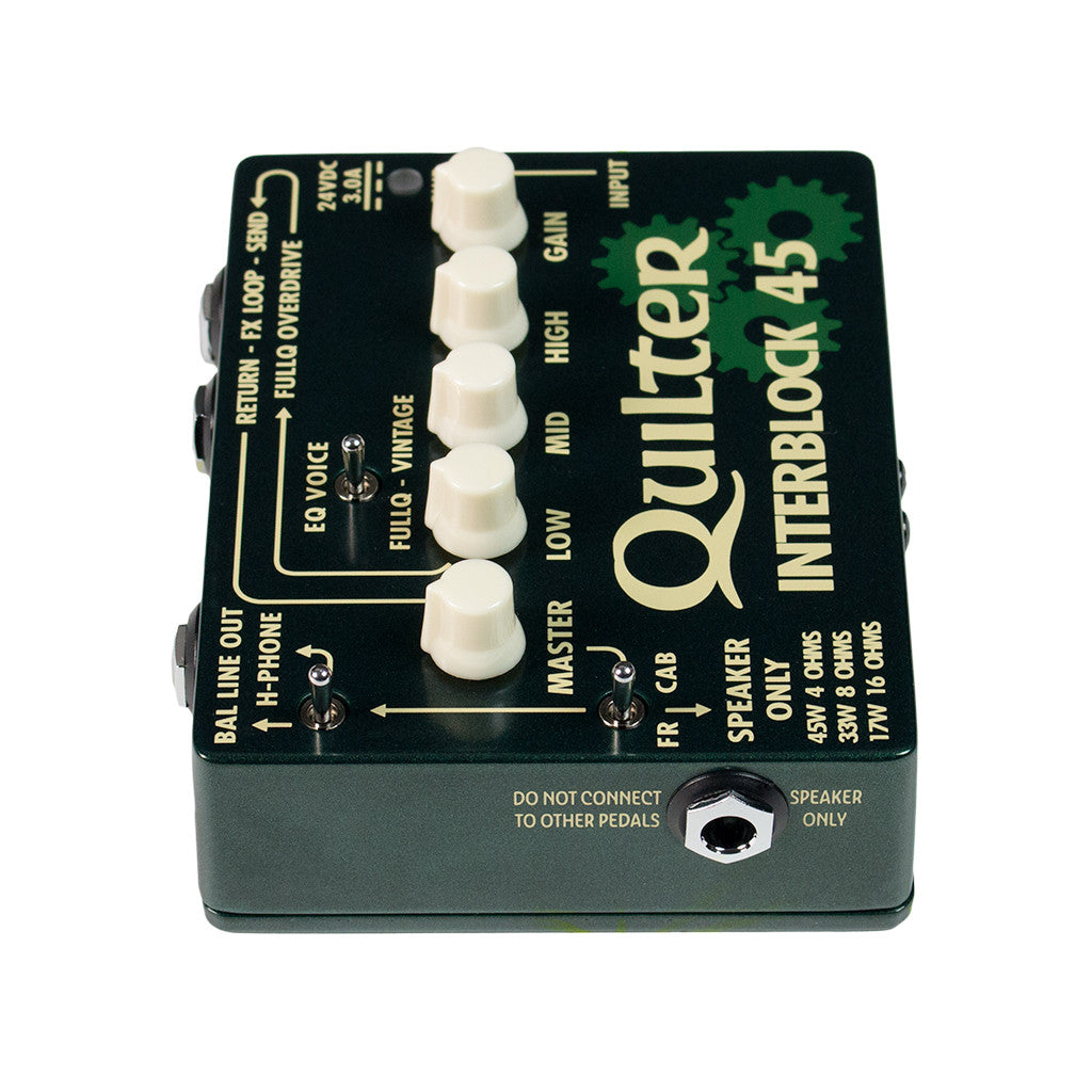 Quilter InterBlock 45 watt guitar amplifier pedal with cab sim out and xlr