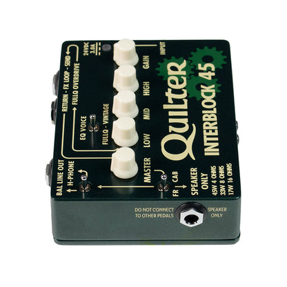 Quilter InterBlock 45 watt guitar amplifier pedal with cab sim out and xlr