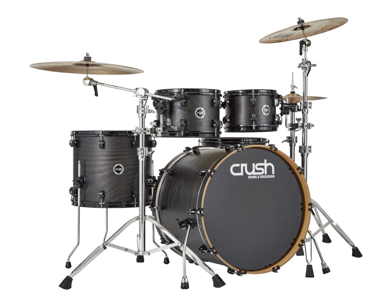 Crush Chameleon Ash 5 piece drum kit Trans Satin Black