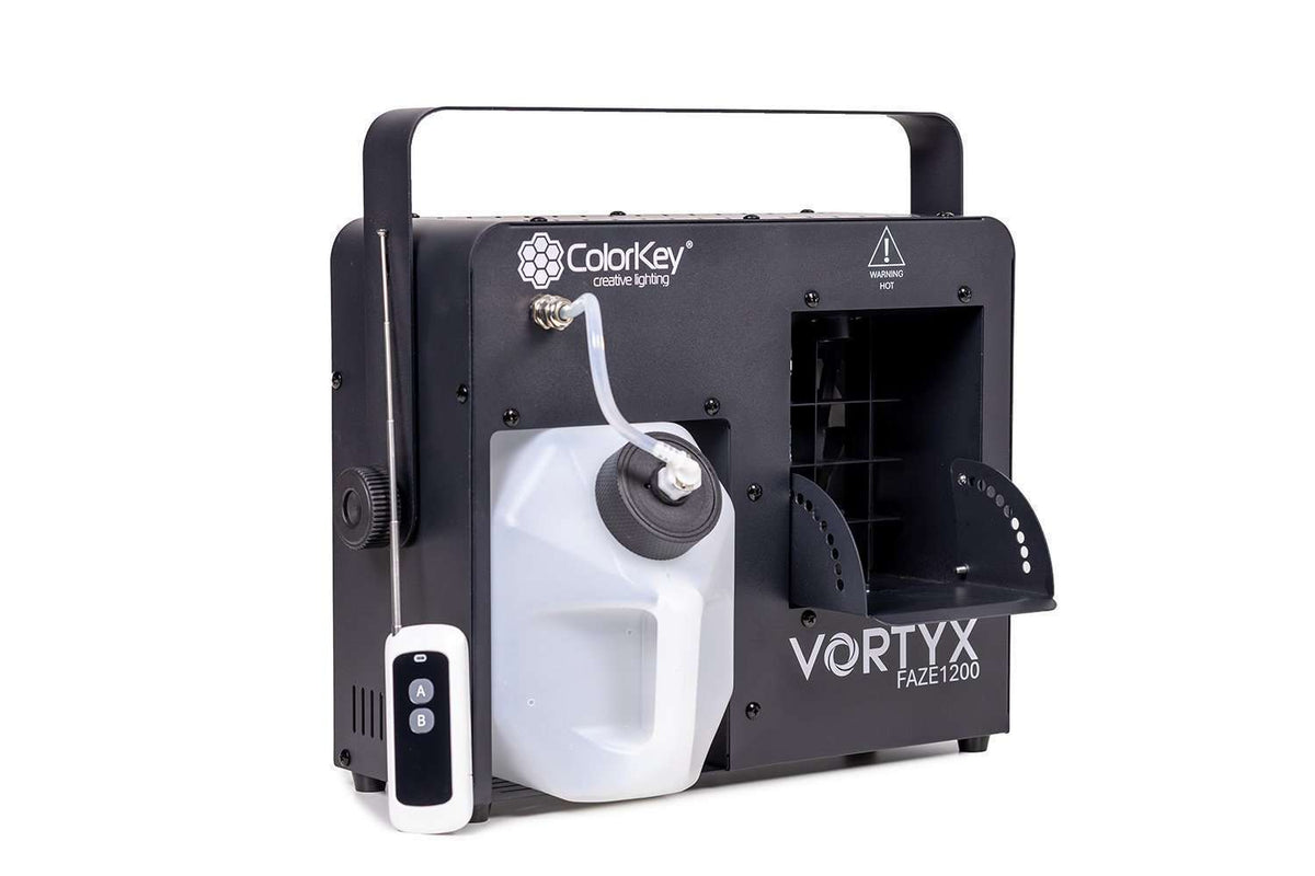 ColorKey Vortyx Faze 1200 with adjustable output deflector extended and RF remote