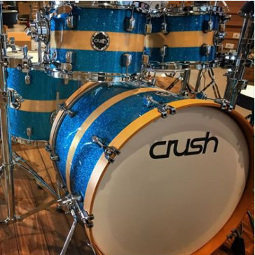 Crush Sublime Birch 5 piece 615 Blue sparkle with natural stripe drum set