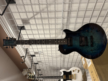 Schecter Solo-II Standard Guitar, Rosewood Fretboard Ocean Blue Burst Burl open box