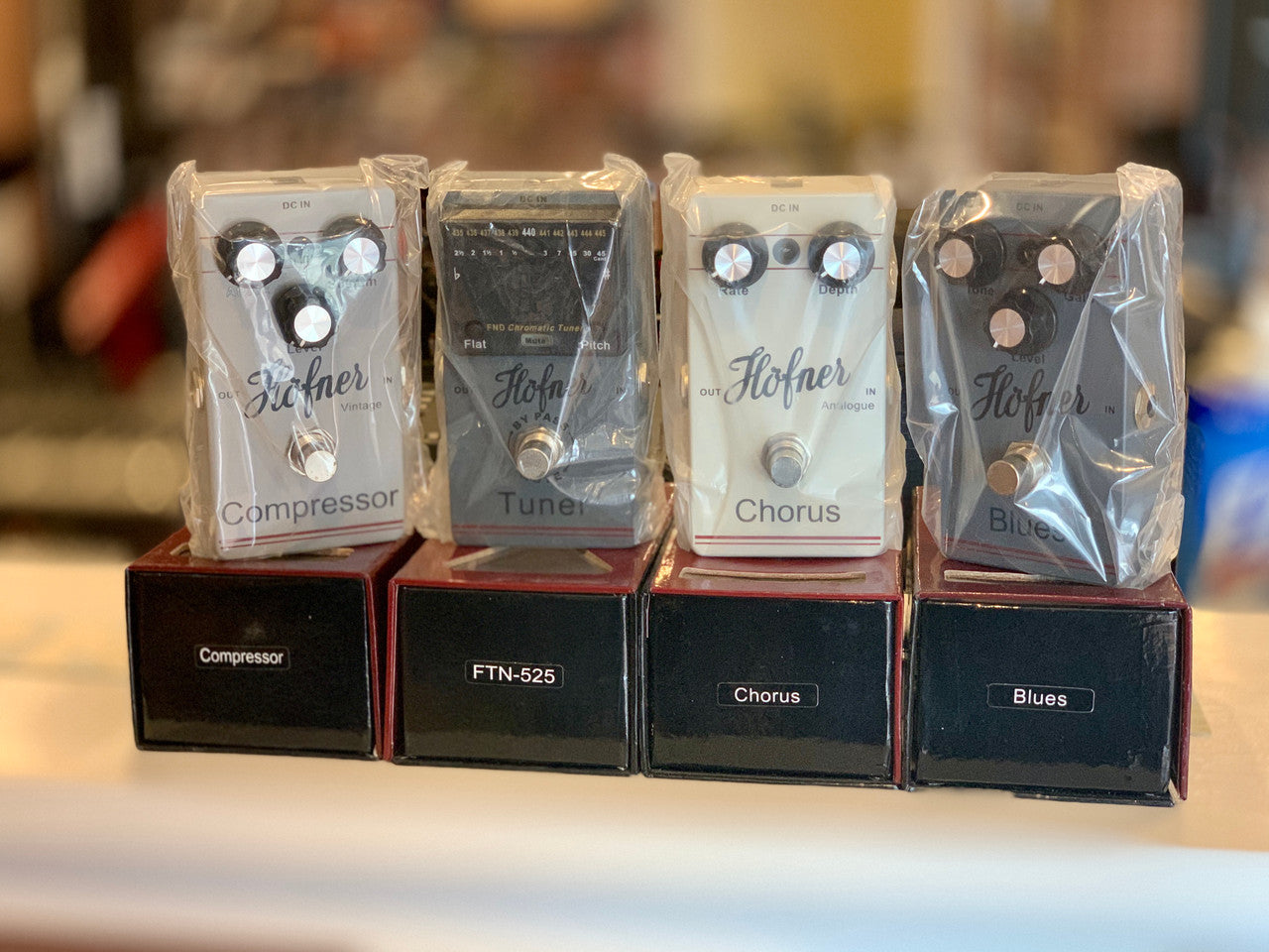 Hofner Pedal 4 Pack Chorus Tuner Compressor Blues OverDrive