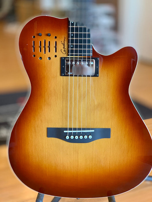 Godin A6 Ultra Cognac Burst HG Acoustic Electric Guitar 030286F FB