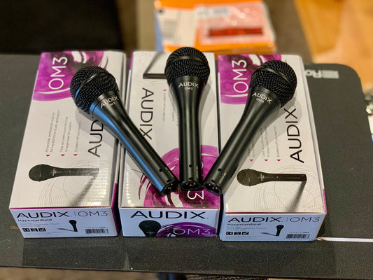 3 Audix OM3 Professional Hypercardioid Dynamic Microphones