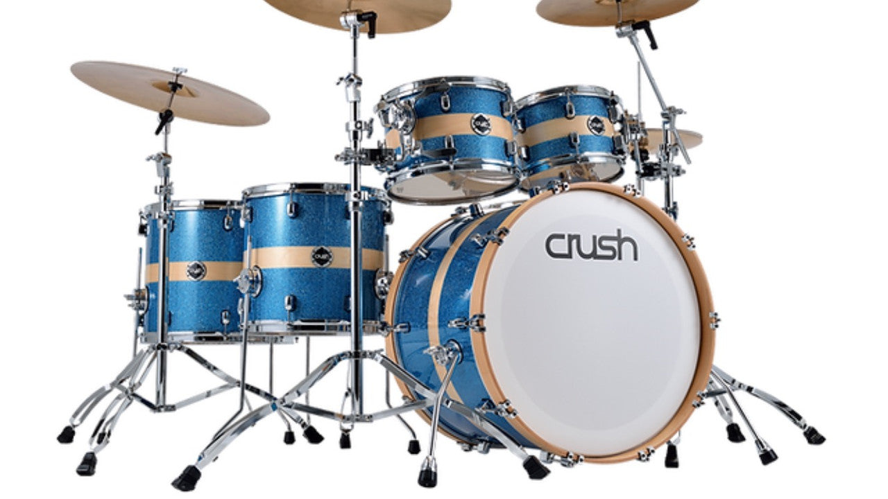 Crush Sublime Birch 5 piece 615 Blue sparkle with natural stripe drum set