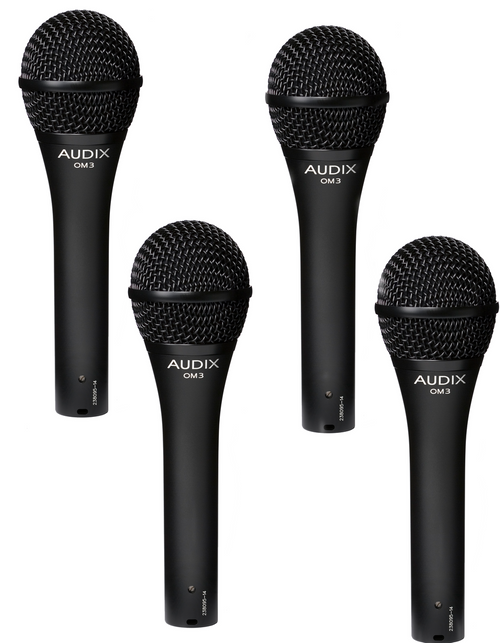 4 pack Audix OM3 Professional Hypercardioid Dynamic Microphones