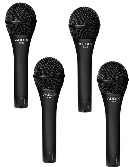 4 pack Audix OM3 Professional Hypercardioid Dynamic Microphones