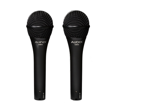 2 pack of Audix OM6 Dynamic Concert level professional vocal microphones