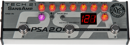 Tech 21 SansAmp PSA 2.0 Programmable Guitar Pre-amp Pedal open box