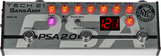 Tech 21 SansAmp PSA 2.0 Programmable Guitar Pre-amp Pedal open box
