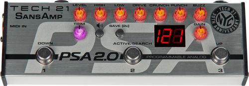 Tech 21 SansAmp PSA 2.0 Programmable Guitar Pre-amp Pedal open box