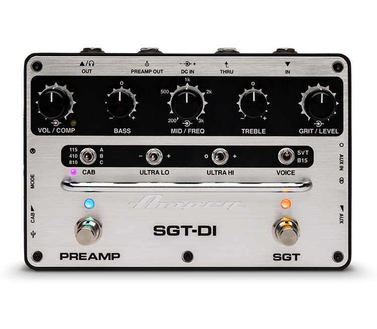 Ampeg SGT-DI Bass Preamp Pedal and DI open box