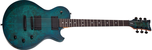 Schecter Solo-II Standard Guitar, Rosewood Fretboard Ocean Blue Burst Burl