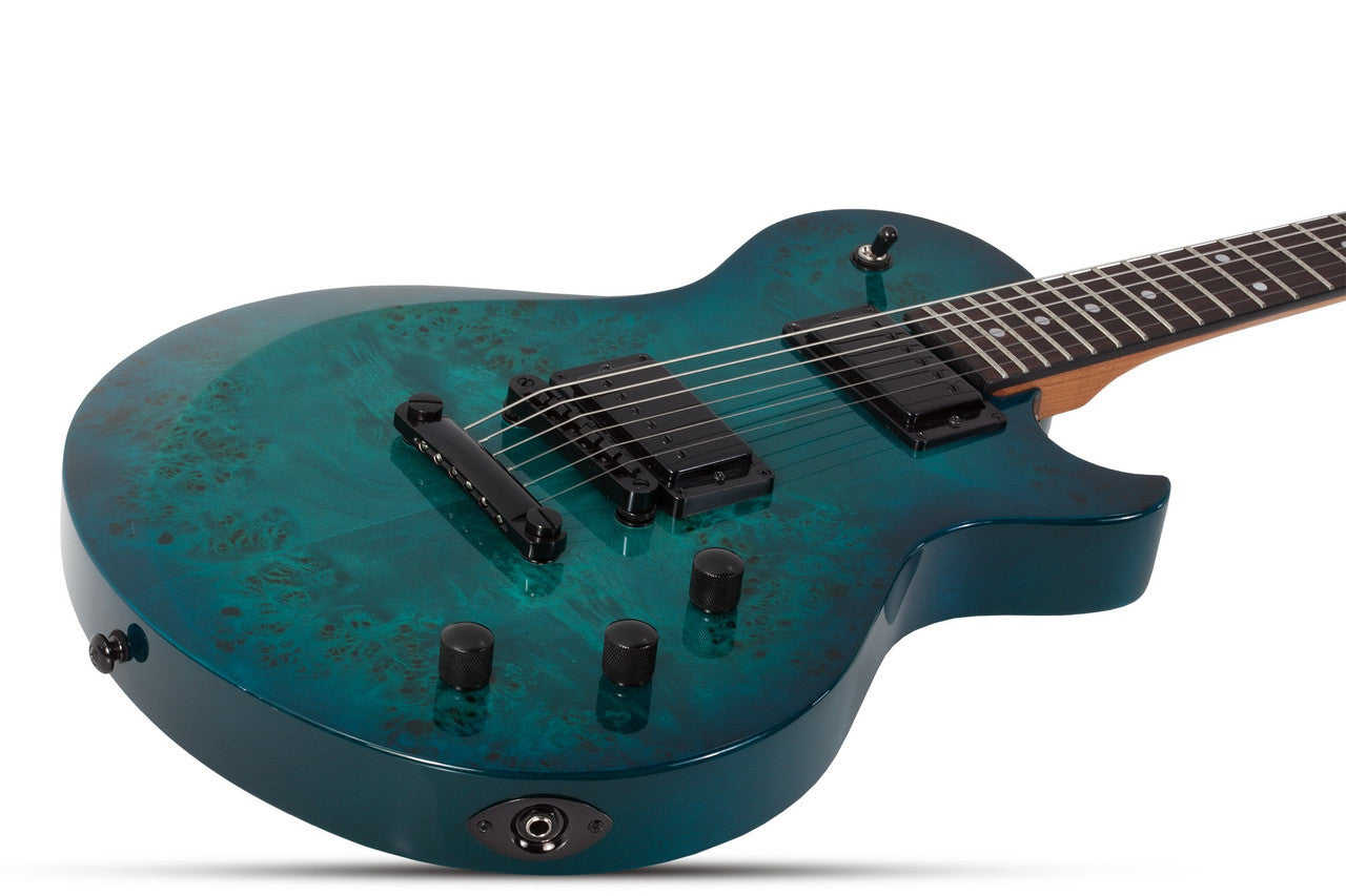 Schecter Solo-II Standard Guitar, Rosewood Fretboard Ocean Blue Burst Burl open box