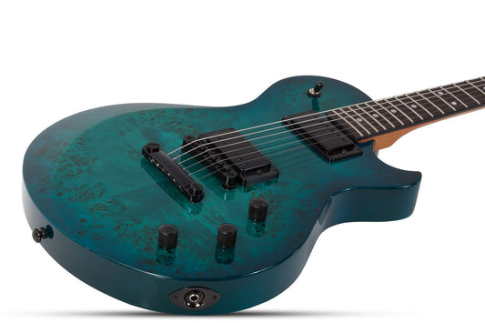 Schecter Solo-II Standard Guitar, Rosewood Fretboard Ocean Blue Burst Burl open box
