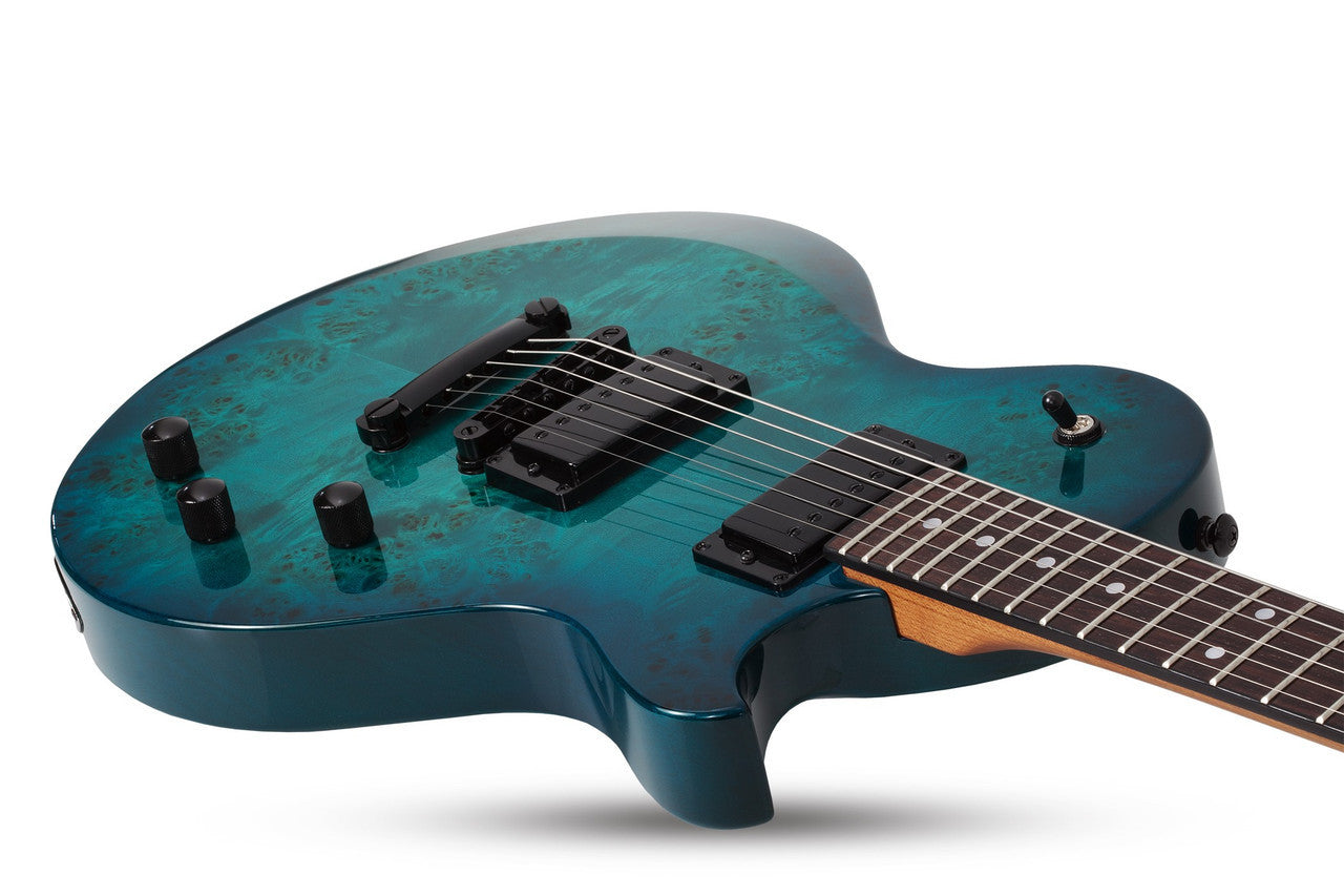 Schecter Solo-II Standard Guitar, Rosewood Fretboard Ocean Blue Burst Burl open box