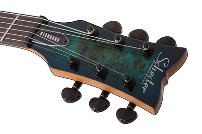 Schecter Solo-II Standard Guitar, Rosewood Fretboard Ocean Blue Burst Burl open box