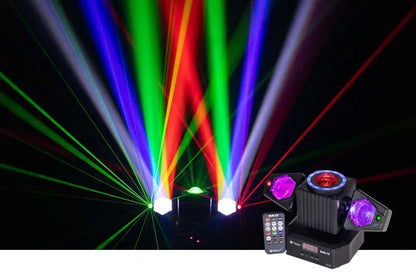 ColorKey BeBe FX party light with remote, multicolor beams, and red and green laser effects