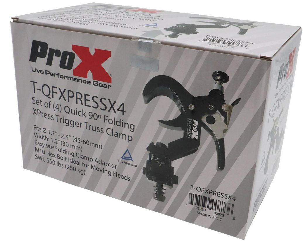 ProX T-QFXPRESSX4 4 Quick 90-Degree Folding Xpress Trigger Truss Clamp 2" Black
