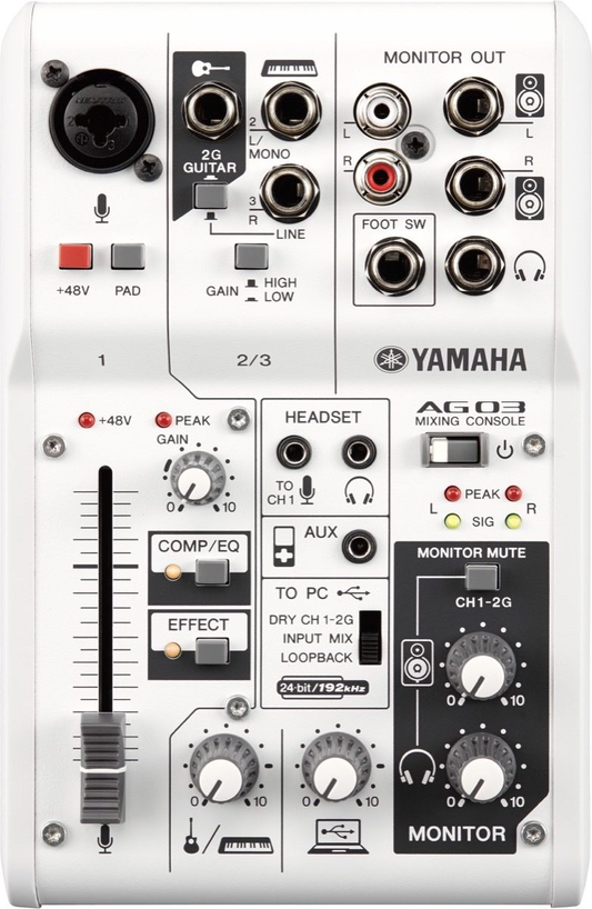Yamaha AG03 3 channel Mixer and USB Audio Interface used