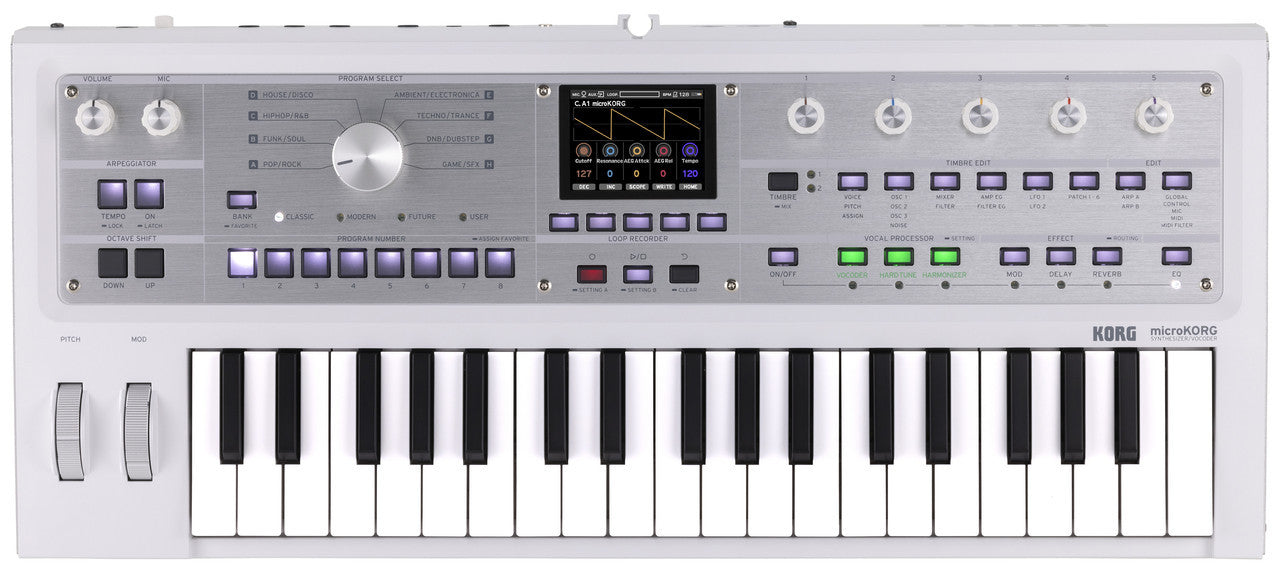 Korg microKORG 2 Advanced Synthesizer vocoder White with carry bag open box