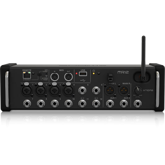 Midas MR12 12-Input Digital Mixer for iPad/Android Tablets with 4 MIDAS PRO Preamps Integrated Wifi Module, USB Stereo Recorder