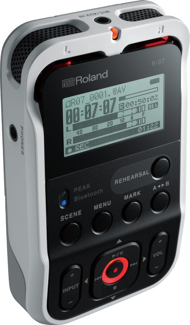 Roland R-07 High-Resolution Audio Recorder White Open Box display